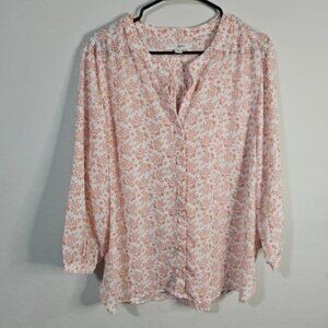 Jachs Girlfriend Shirt Adult XLarge Orange/White Button Up Blouse Womens